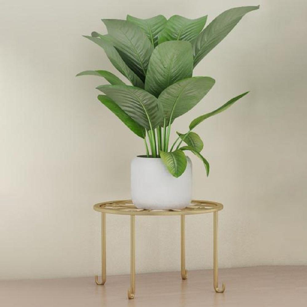 Elegant Golden Metal Plant Stand - Decorative Flower Display Rack