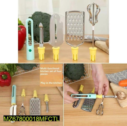 4-Piece Kitchen Accessories Set - Stainless Steel Tools