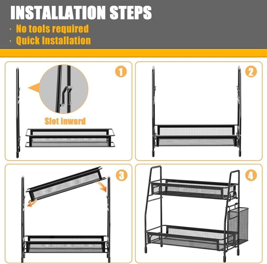 Multi-Purpose 2-Tier Organizer Rack - Bathroom & Office Storage Solution