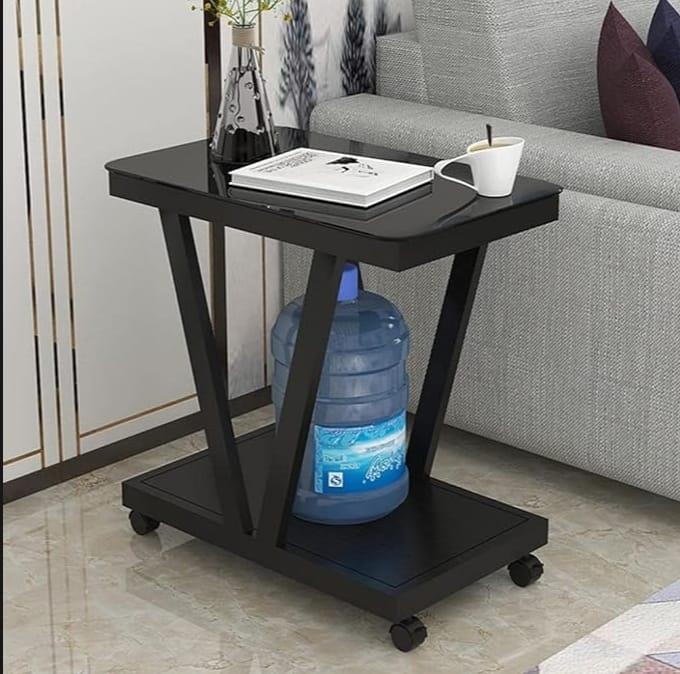 Stylish Black Coffee Table - Premium Wood & Iron Living Room Centerpiece