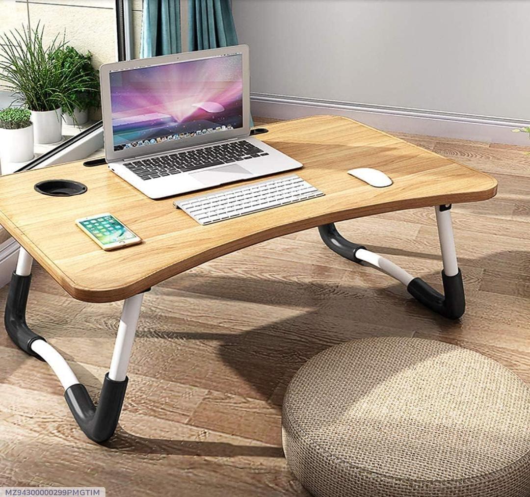 Premium Wooden Laptop Table - Adjustable Portable Desk for Bed, Sofa & Office Use
