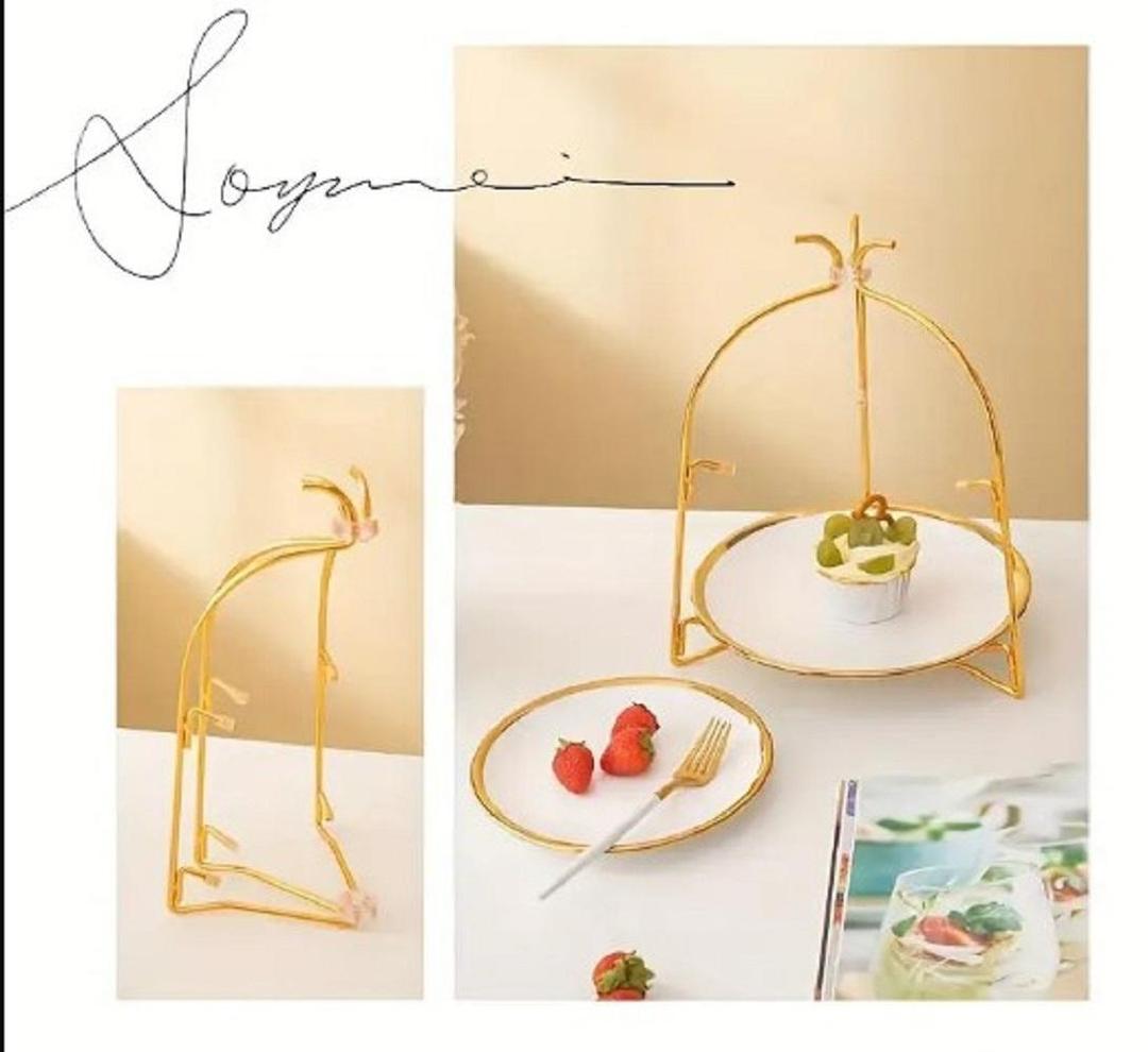 3-Tiered Fruit Cake Rack - Elegant Gold Stand for Parties & Events