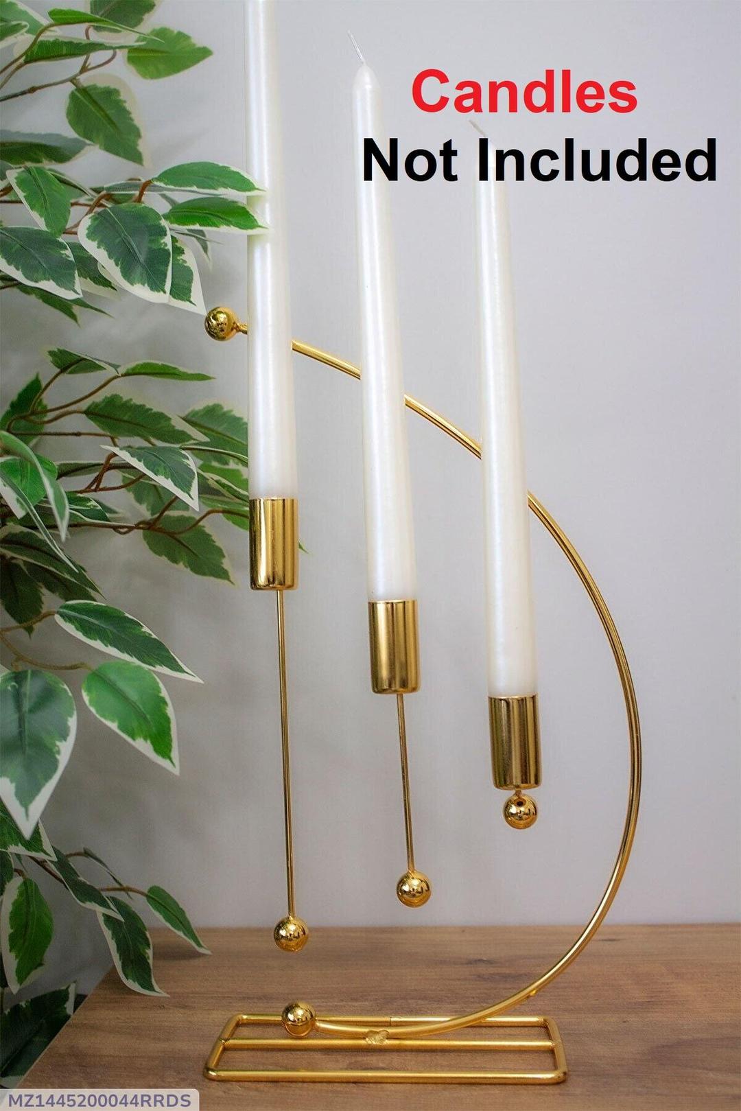 Musical Note Candle Stand - Golden & Black Metal Holder | 13 Inch Tall