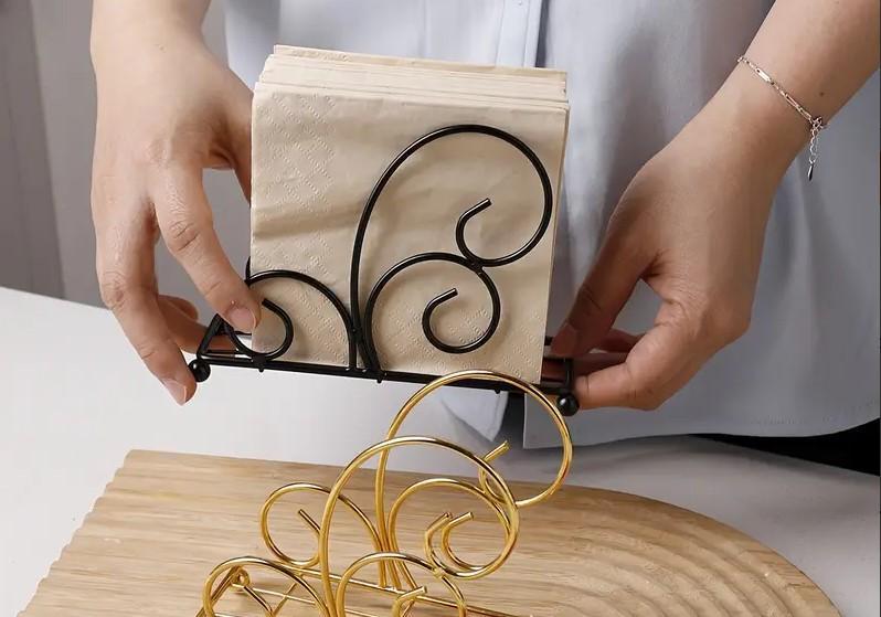 Antique Design Iron Tissue Stand - Vintage Napkin Holder for Kitchen & Dining