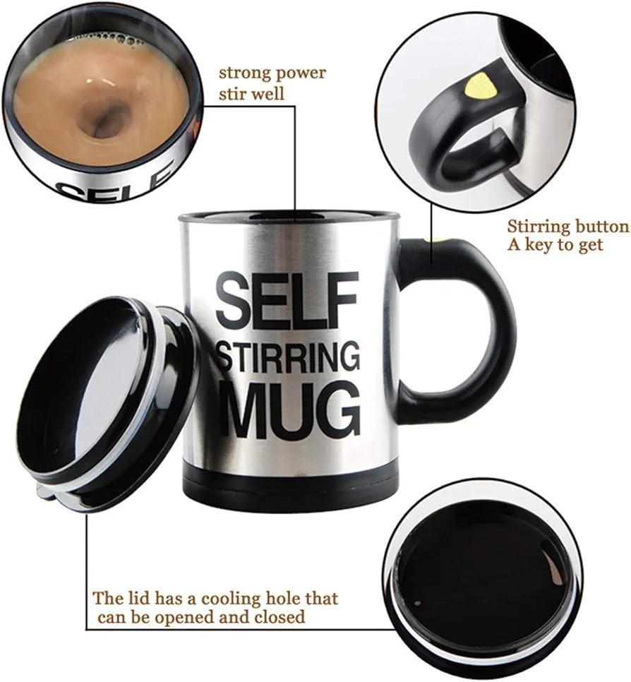 Self Stirring Mug - 1 Pc | Effortlessly Mix Your Drinks with Stainless Steel Innovation