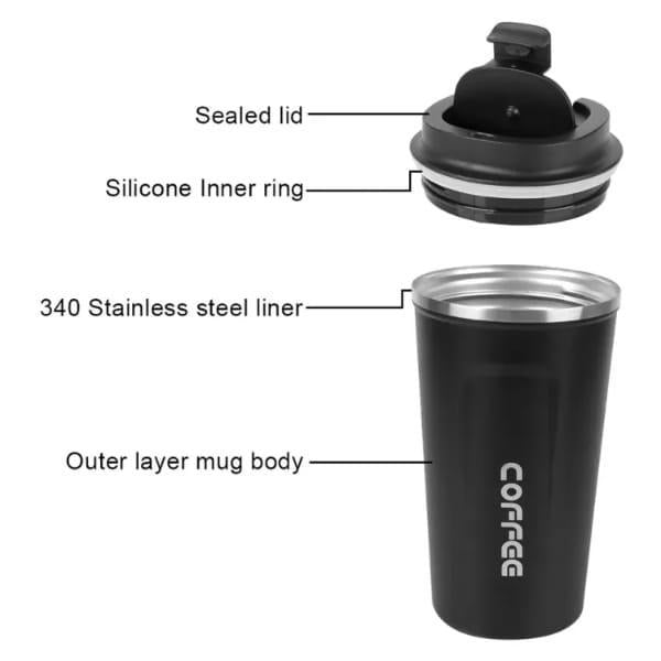 Premium Double Wall Vacuum Travel Coffee Mug - 350ml Insulated Tumbler