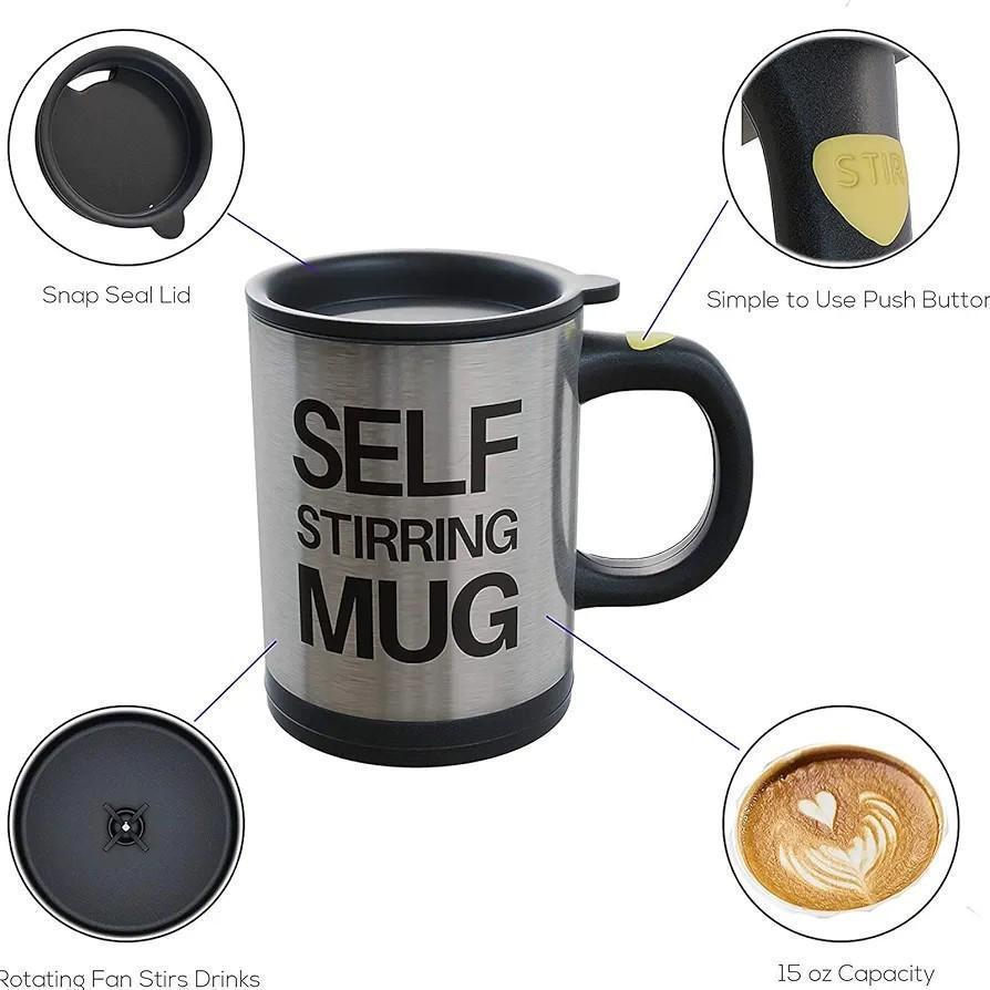 Self Stirring Mug - 1 Pc | Effortlessly Mix Your Drinks with Stainless Steel Innovation