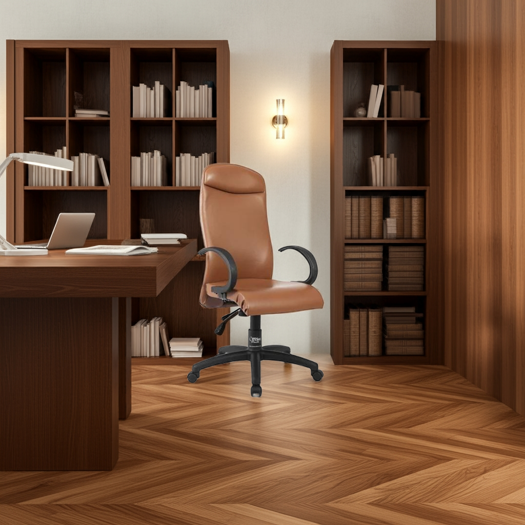 Premium Brown Leather Office Chair - Executive Desk Chair Pakistan