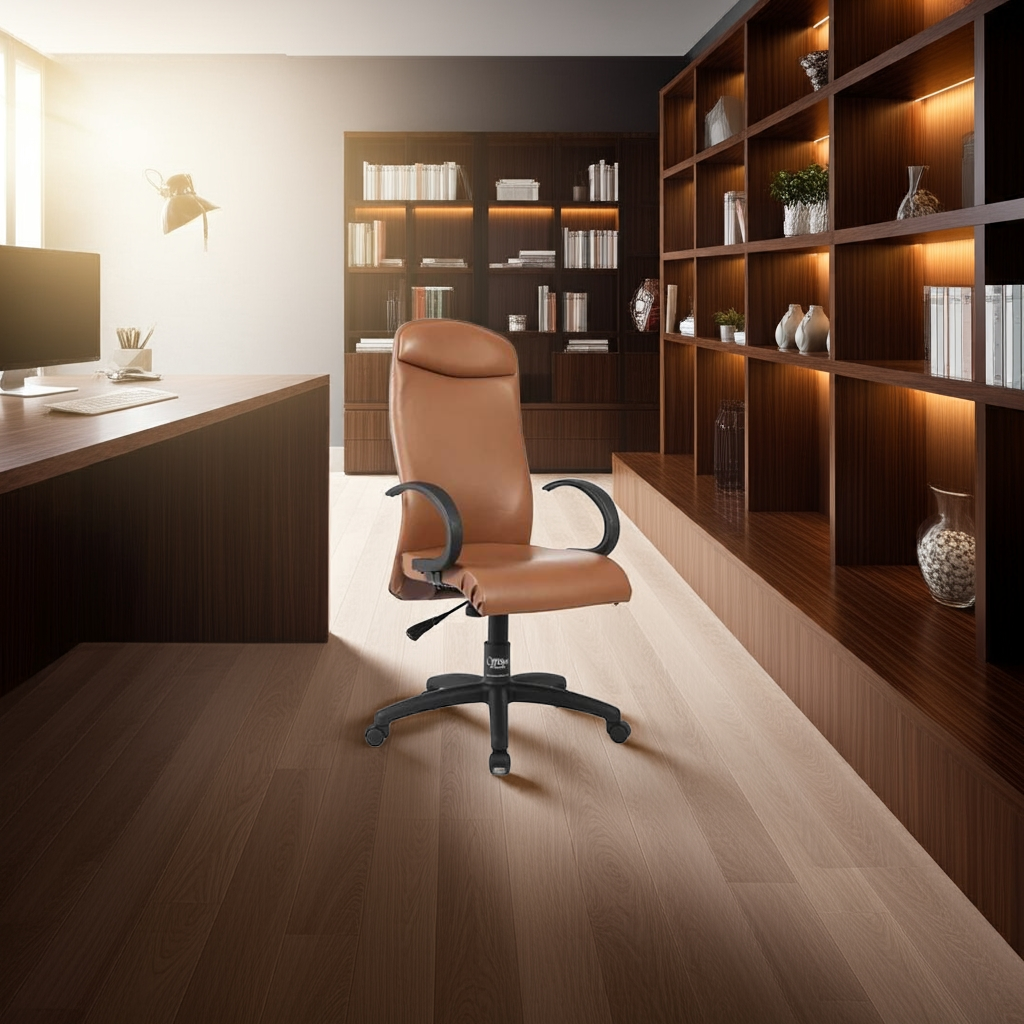 Premium Brown Leather Office Chair - Executive Desk Chair Pakistan