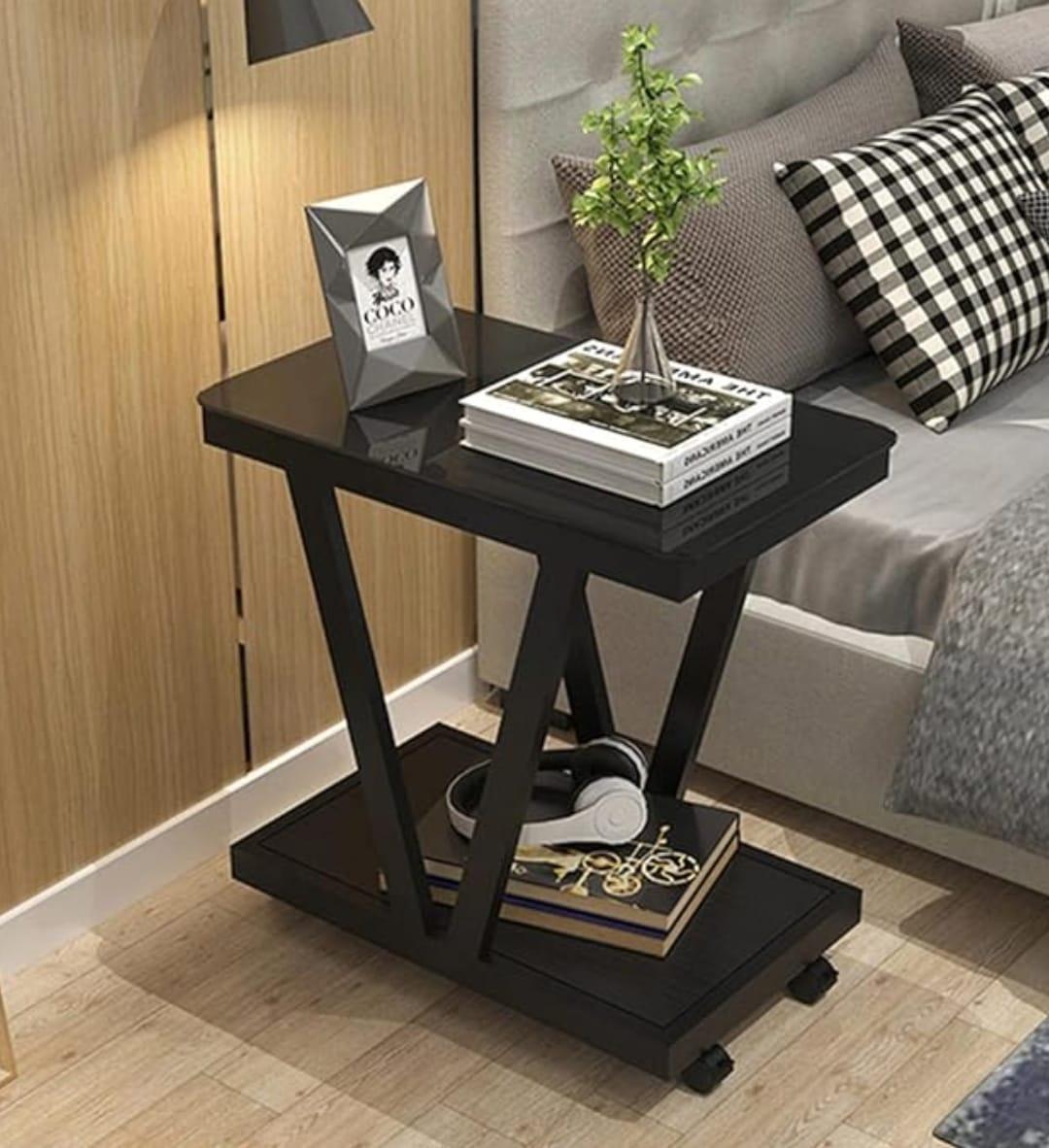 Stylish Black Coffee Table - Premium Wood & Iron Living Room Centerpiece