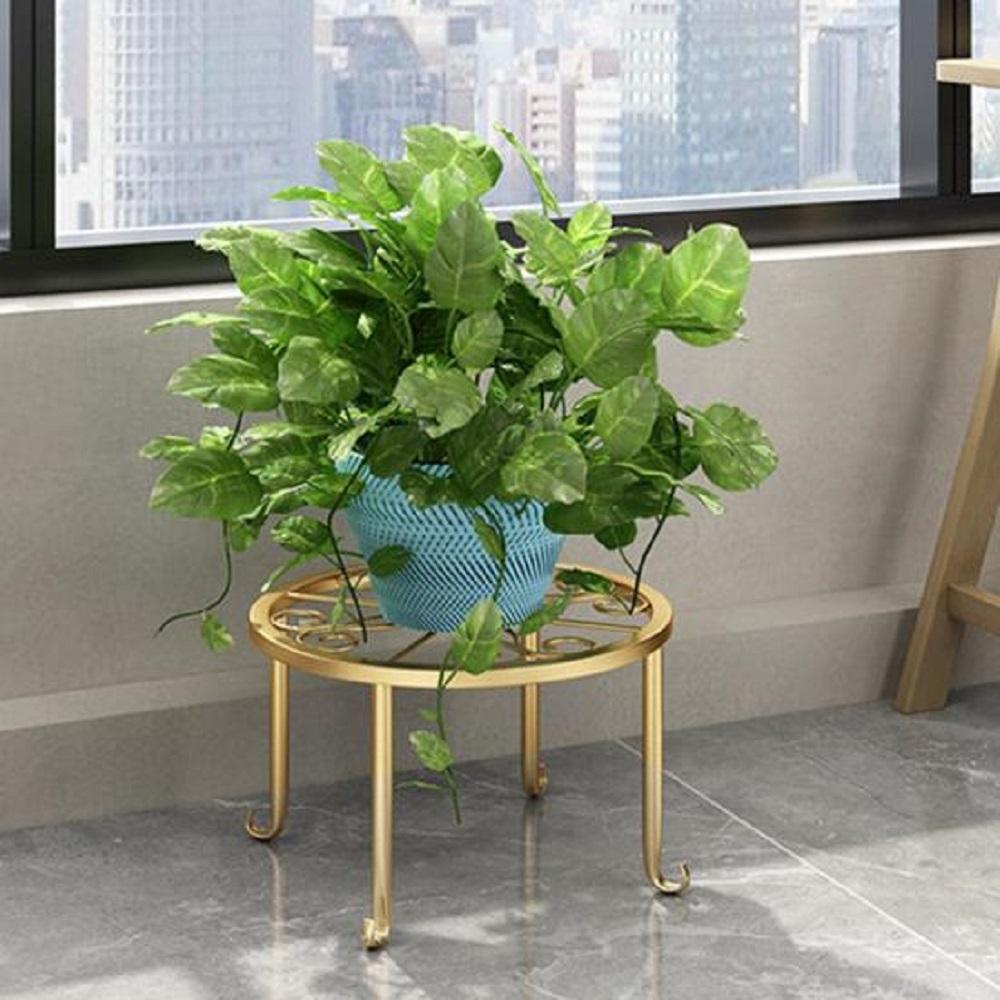 Elegant Golden Metal Plant Stand - Decorative Flower Display Rack