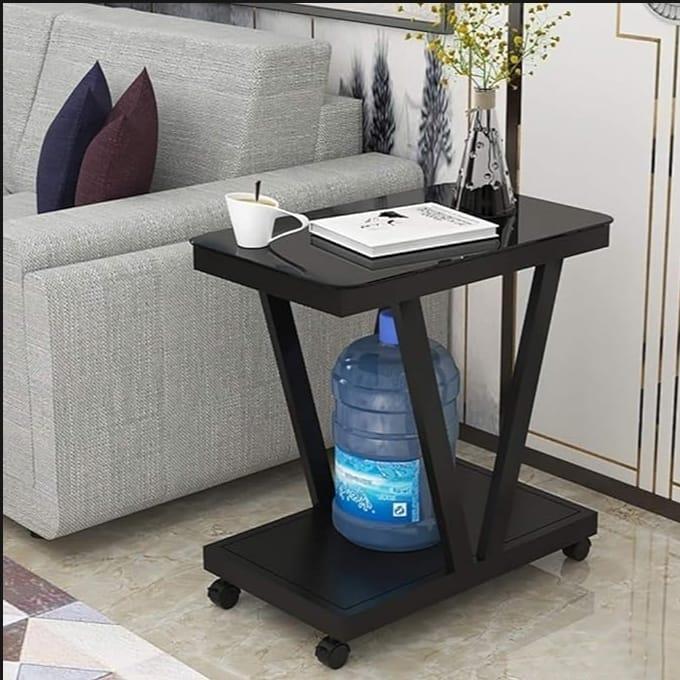 Stylish Black Coffee Table - Premium Wood & Iron Living Room Centerpiece