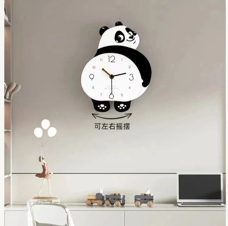 Panda Shape Wall Clock - 16 Inch Acrylic Kids Room Decor | Black & White