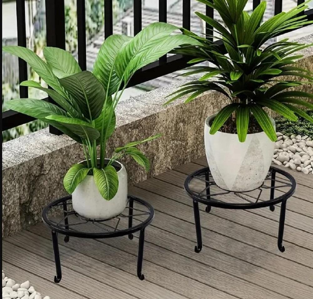 Elegant Golden Metal Plant Stand - Decorative Flower Display Rack