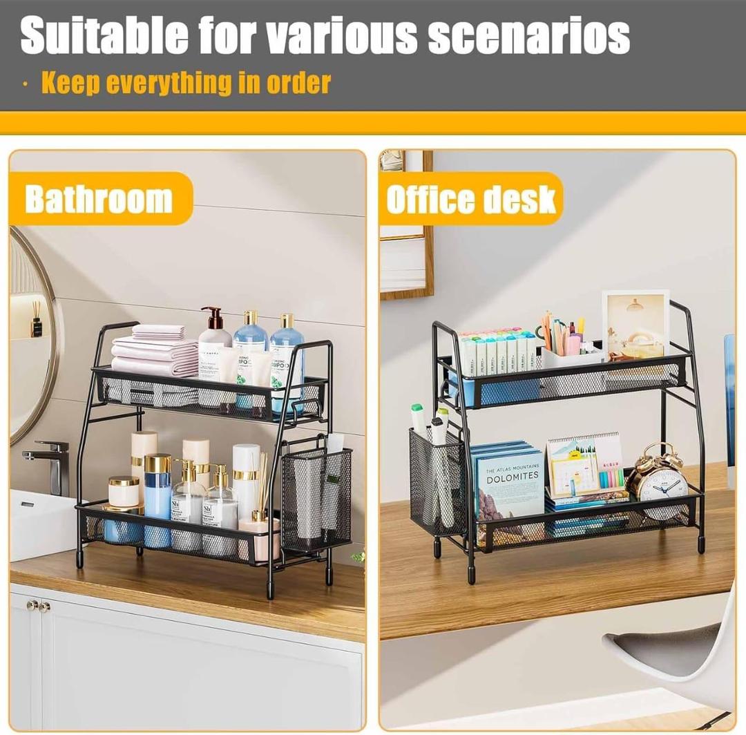 Multi-Purpose 2-Tier Organizer Rack - Bathroom & Office Storage Solution