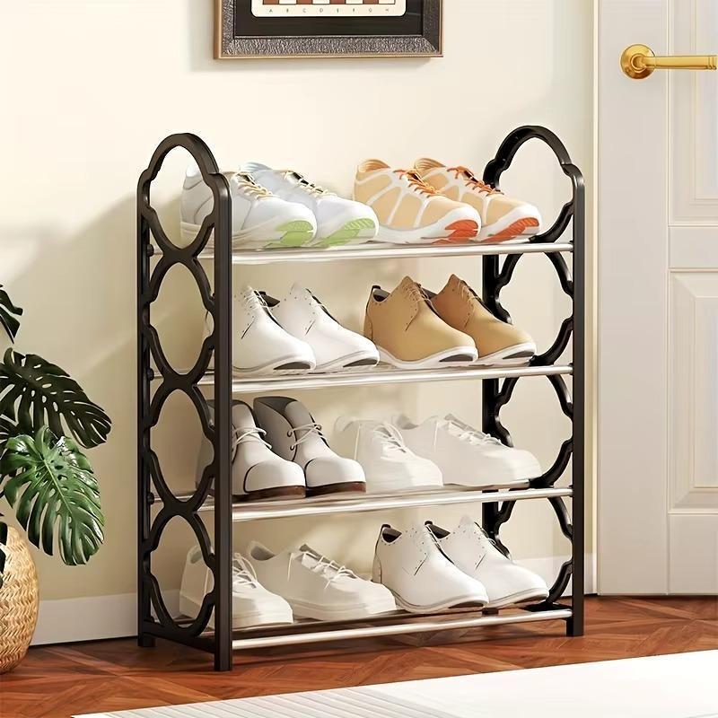 4-Tier Metal Shoe Rack - Multi-Level Shoe Organizer Stand