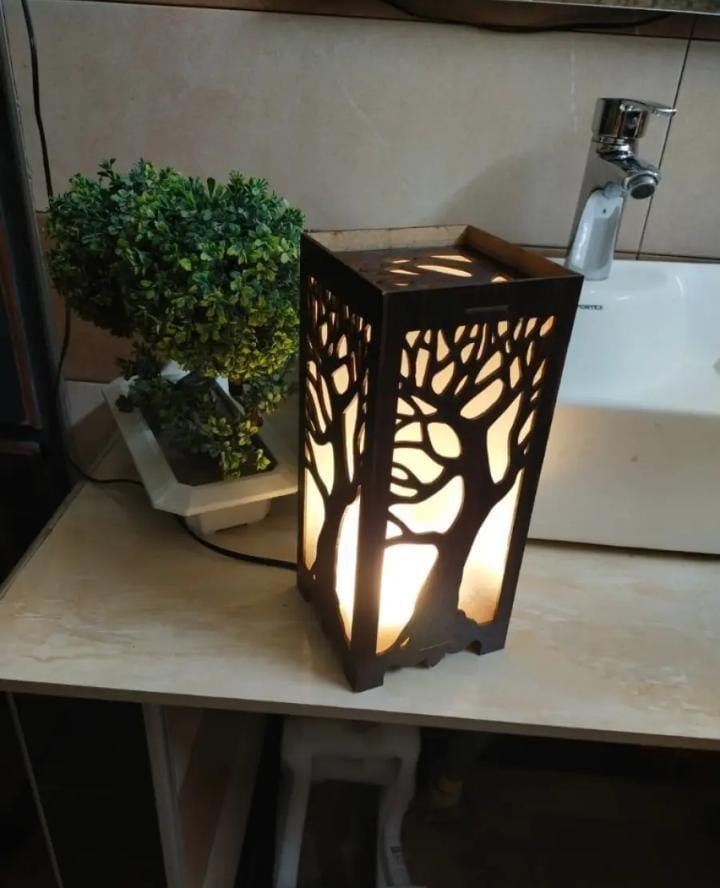 Wooden Side Table Lamp - Modern Bedside Table Light | Home Decor