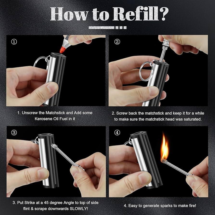 Premium Forever Flint Match Lighter - Refillable Metal Fire Starter
