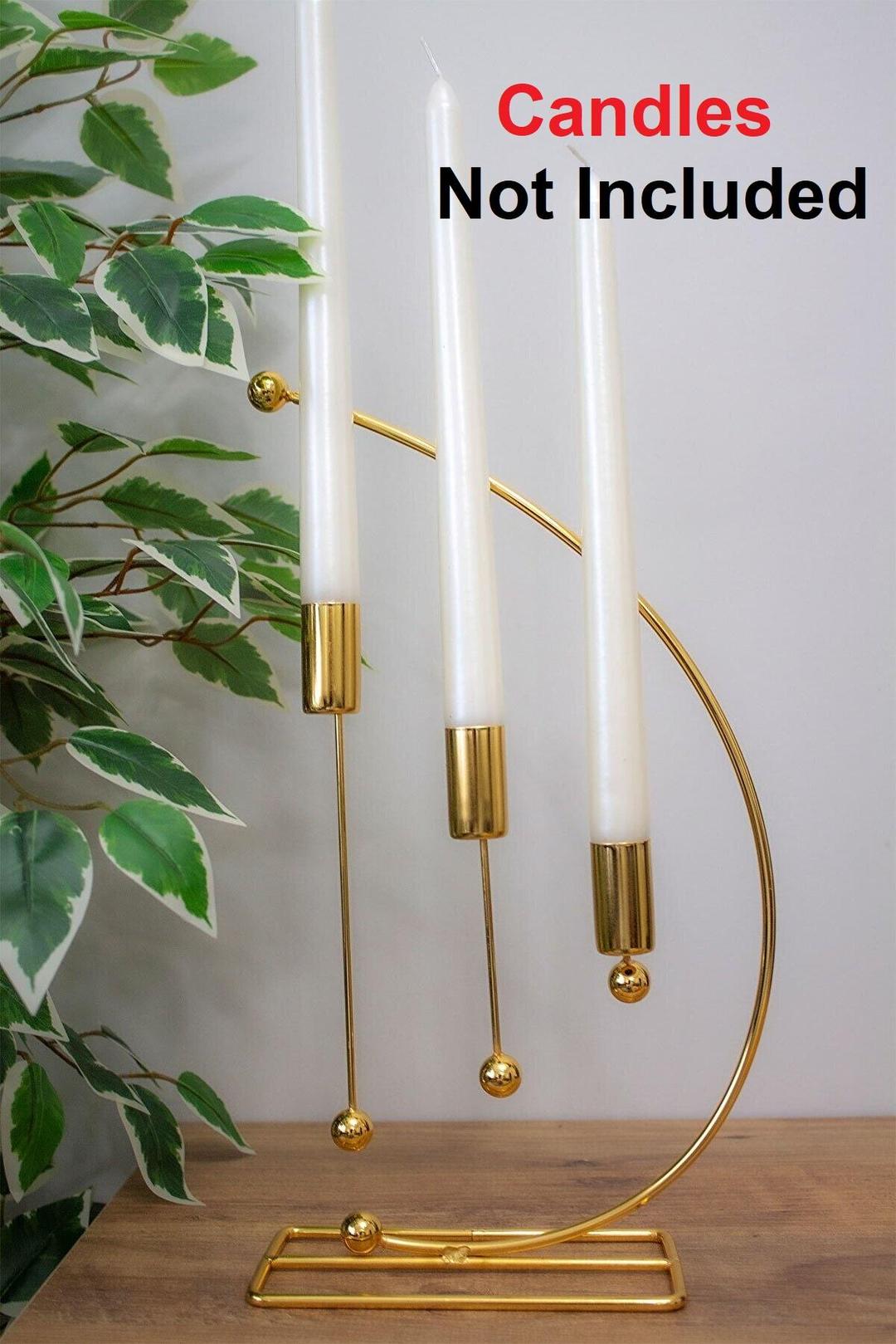 Musical Note Candle Stand - Golden & Black Metal Holder | 13 Inch Tall