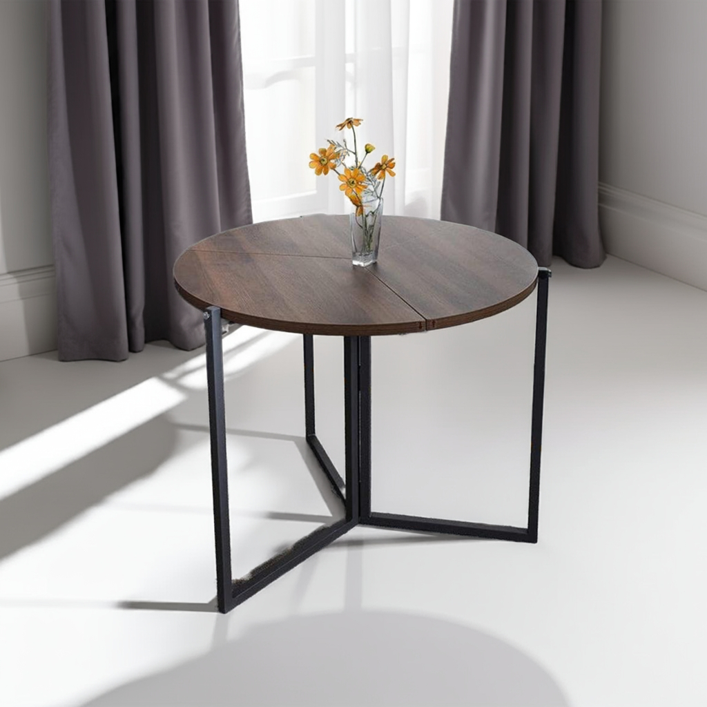 Premium Wood & Iron Nesting Table - Modern Brown Side Table for Living Room