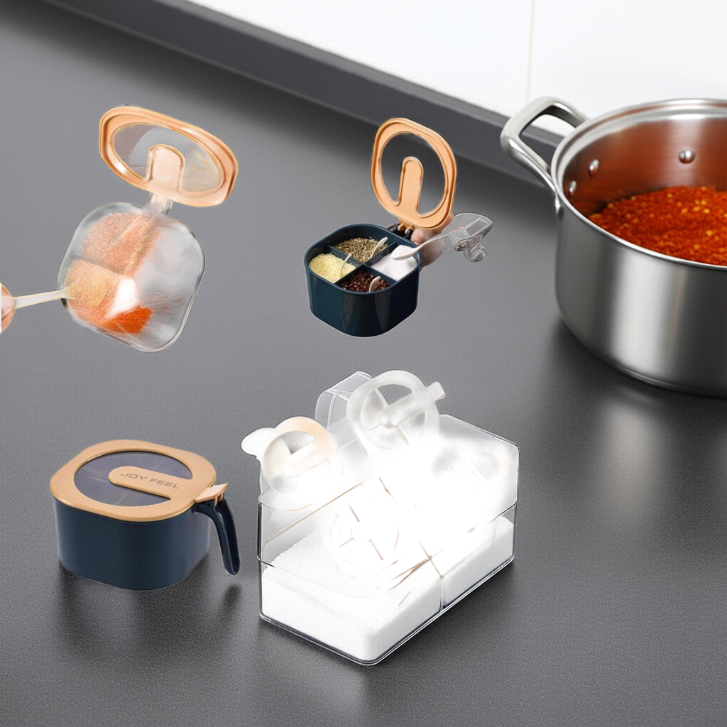 4-in-1 Spice Box with Spoons - Kitchen Organization Set