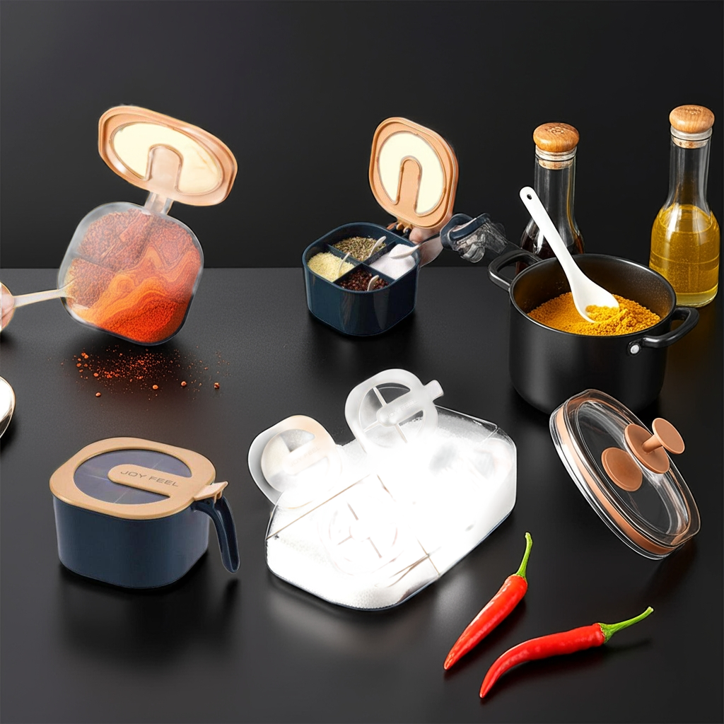 4-in-1 Spice Box with Spoons - Kitchen Organization Set