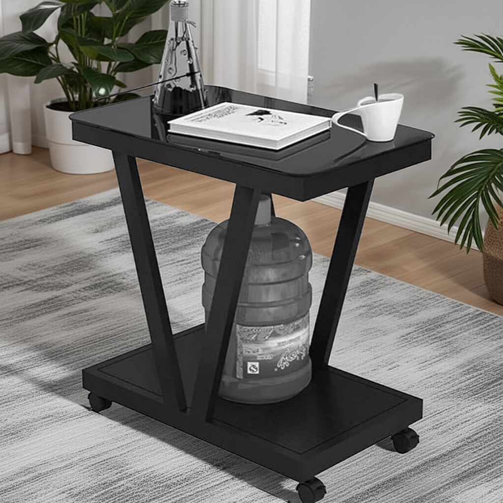 Stylish Black Coffee Table - Premium Wood & Iron Living Room Centerpiece