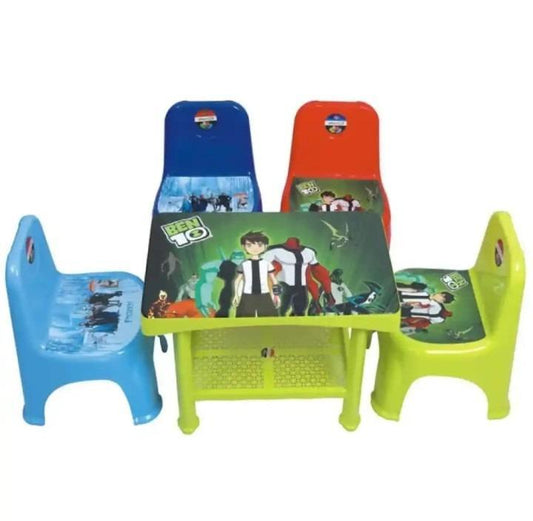 Premium Kids Study Table Set - 4 Chairs & 1 Table | Plastic Furniture Set