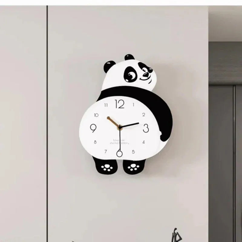 Panda Shape Wall Clock - 16 Inch Acrylic Kids Room Decor | Black & White