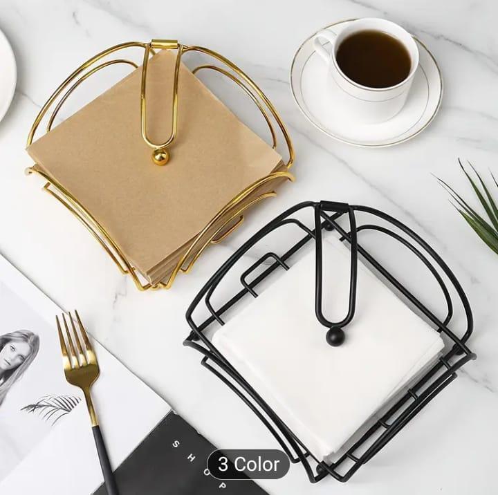 Napkin Holder for Dining Table - Square Shaped with Weighted Arm
