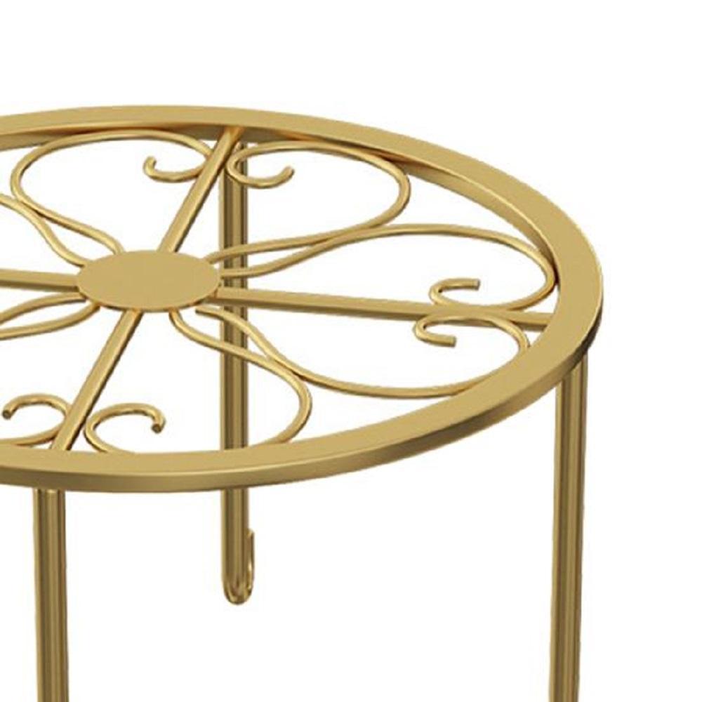 Elegant Golden Metal Plant Stand - Decorative Flower Display Rack