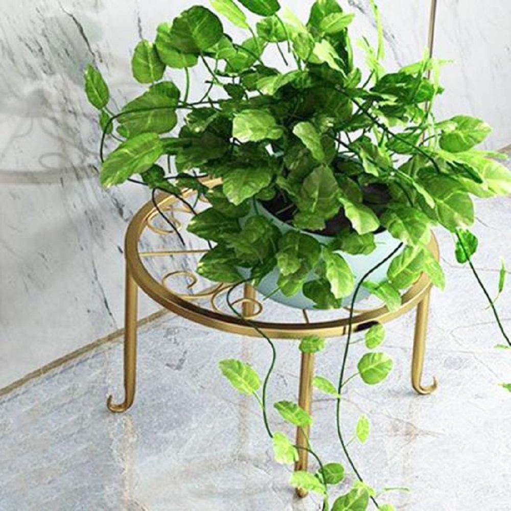 Elegant Golden Metal Plant Stand - Decorative Flower Display Rack