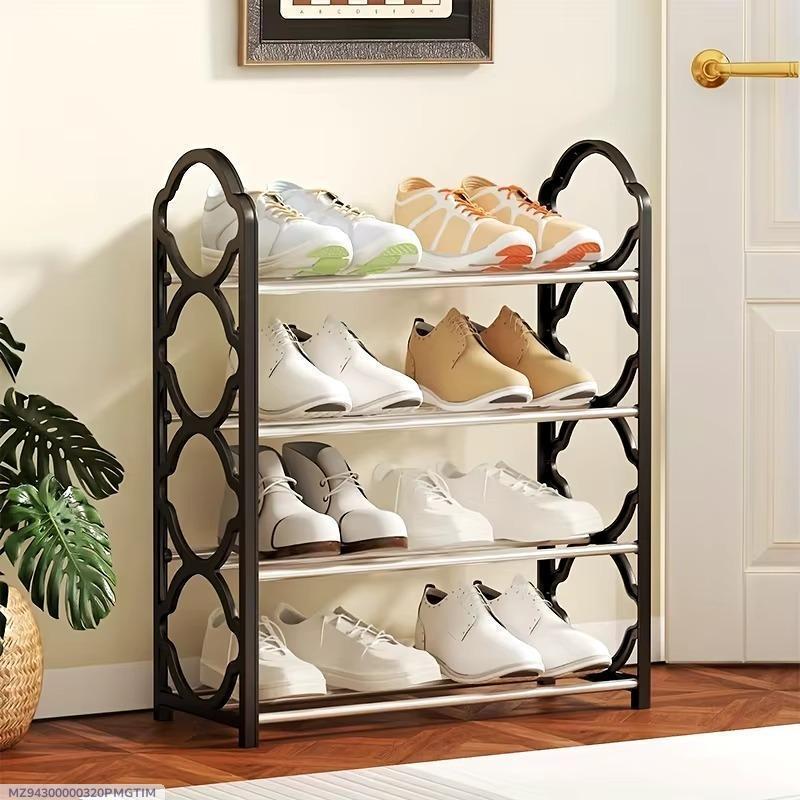 4-Tier Metal Shoe Rack - Multi-Level Shoe Organizer Stand