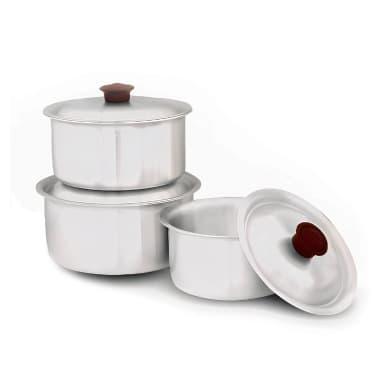 Premium Aluminum Cooking Pot Set - 3 Piece Kitchen Cookware