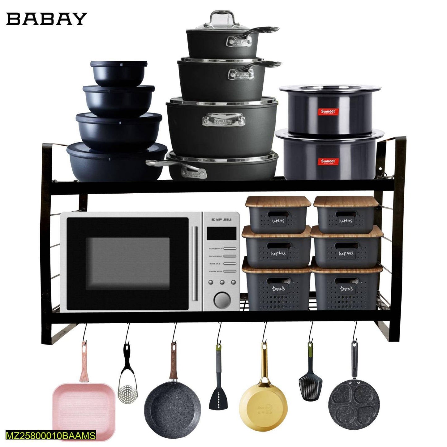 Wall Mounted Kitchen Organizer - Multipurpose Storage Rack Pakistan | Smart Kitchen PK