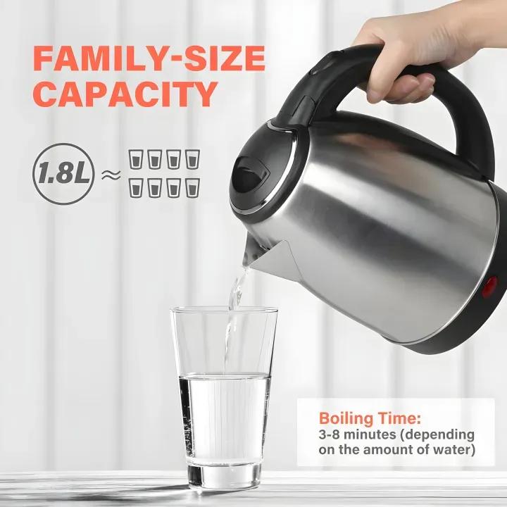 Electric Kettle 1.8L - Fast Boiling Stainless Steel Water Kettle"