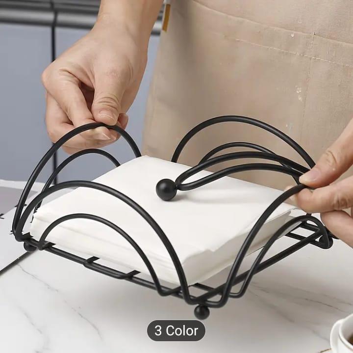 Napkin Holder for Dining Table - Square Shaped with Weighted Arm