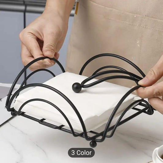 Napkin Holder for Dining Table - Square Shaped with Weighted Arm