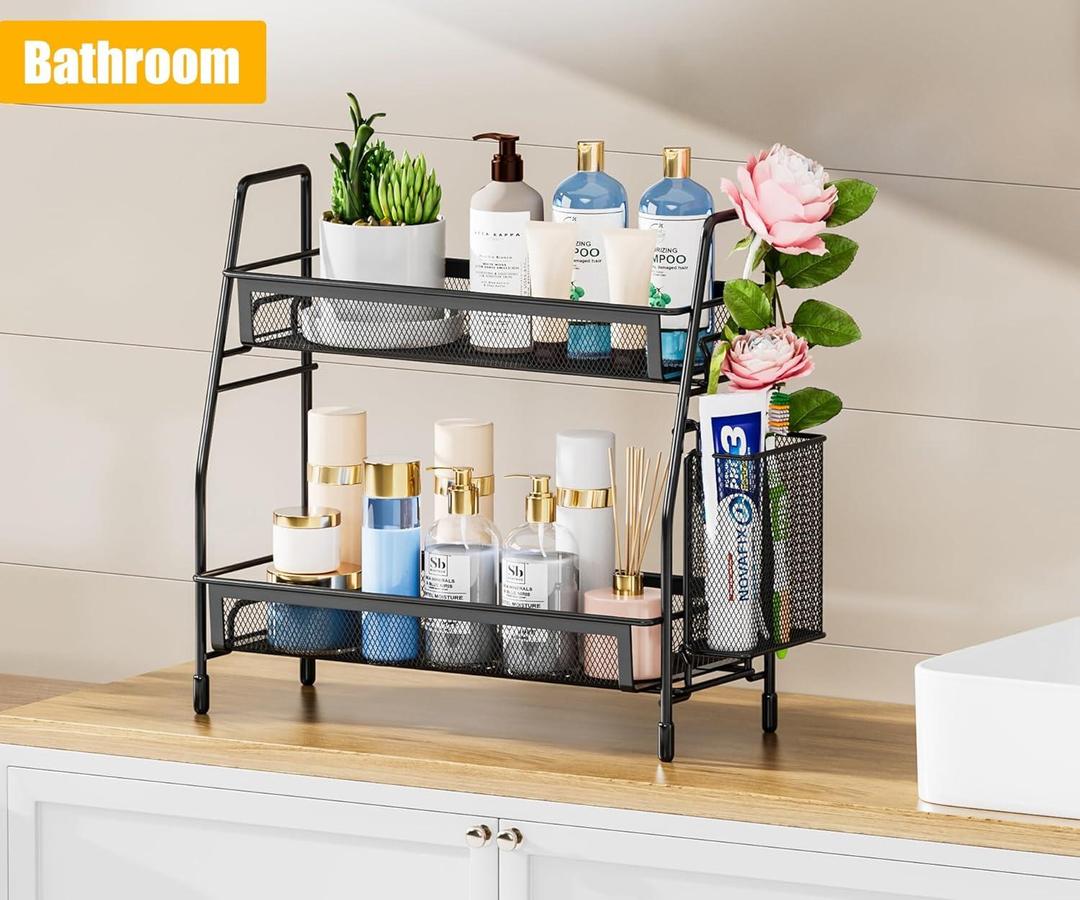 Multi-Purpose 2-Tier Organizer Rack - Bathroom & Office Storage Solution
