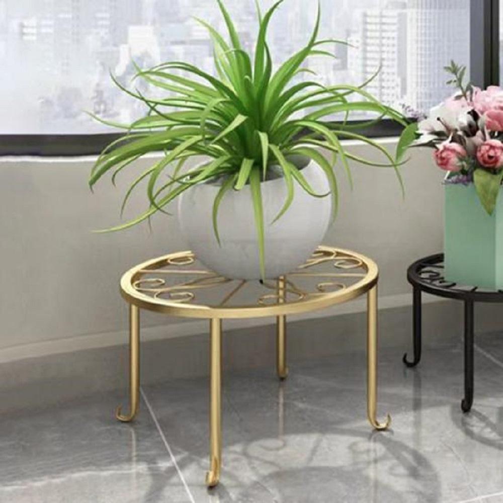 Elegant Golden Metal Plant Stand - Decorative Flower Display Rack