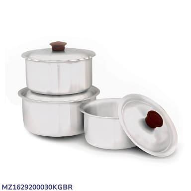 Premium Aluminum Cooking Pot Set - 3 Piece Kitchen Cookware