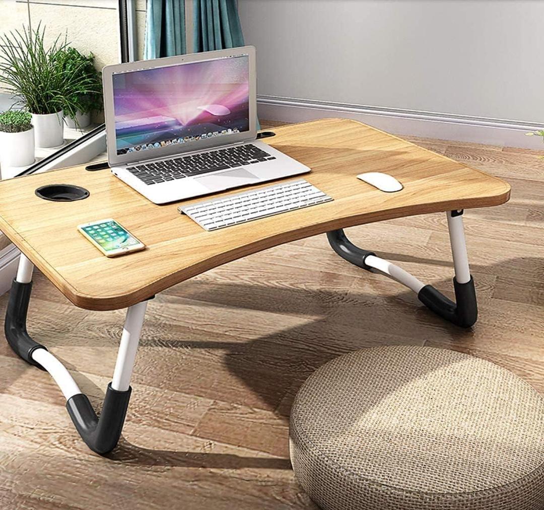 Premium Wooden Laptop Table - Adjustable Portable Desk for Bed, Sofa & Office Use
