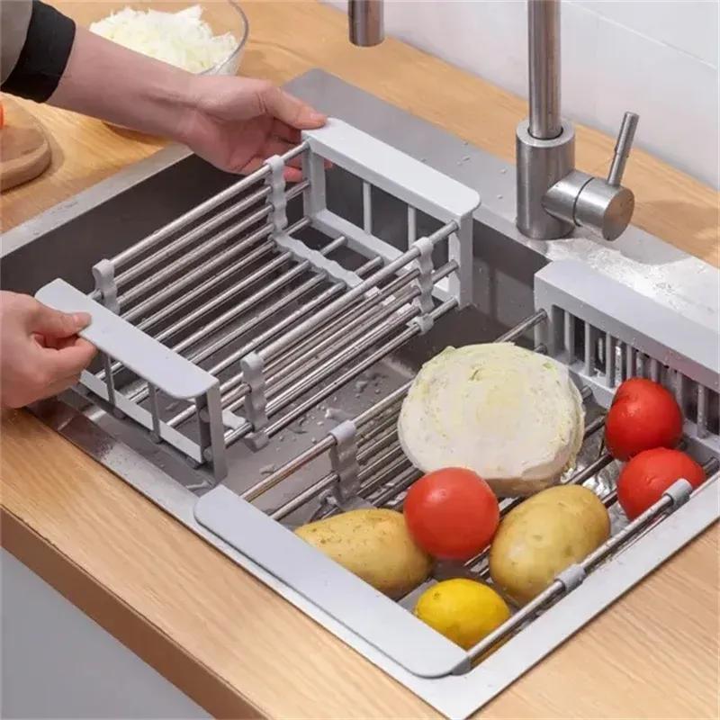 Kitchen Sink Hanging Basket - Stainless Steel Drain Rack