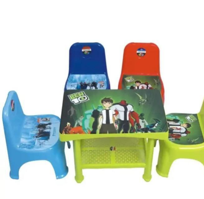 Premium Kids Study Table Set - 4 Chairs & 1 Table | Plastic Furniture Set