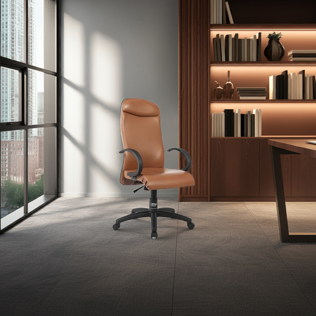 Premium Brown Leather Office Chair - Executive Desk Chair Pakistan