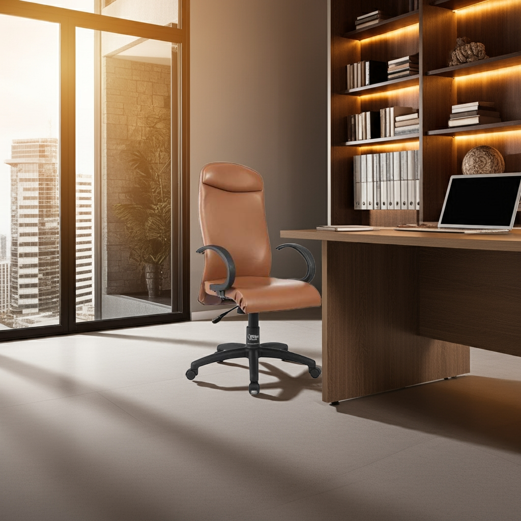 Premium Brown Leather Office Chair - Executive Desk Chair Pakistan