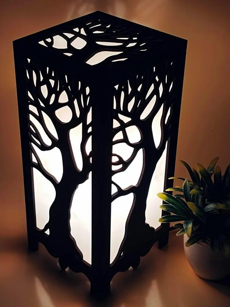 Wooden Side Table Lamp - Modern Bedside Table Light | Home Decor