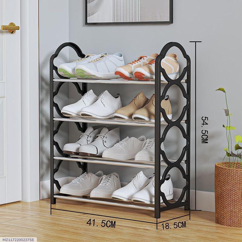4-Tier Metal Shoe Rack - Multi-Level Shoe Organizer Stand