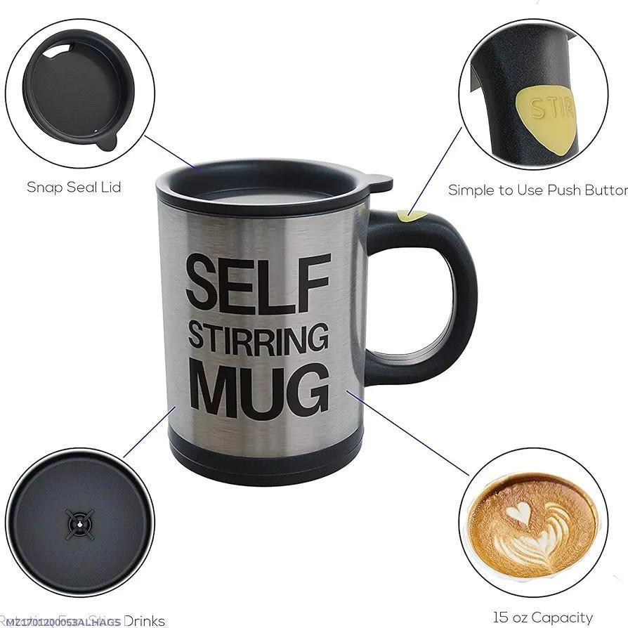 Self Stirring Mug - 1 Pc | Effortlessly Mix Your Drinks with Stainless Steel Innovation