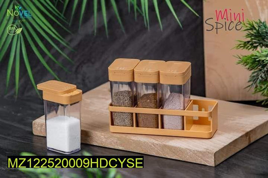 Novel 4-in-1 Mini Crystal Spice Jars with Stand - Premium Kitchen Storage Pakistan"
